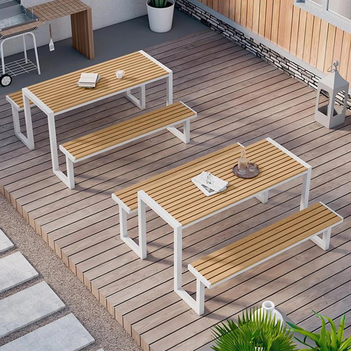 アウトドアテーブルチェアセット　ガーデン家具　アルミ合金製　カフェ・テラス用家具　高耐久屋外セット　防腐　アルミ合金フレーム　耐候性抜群　お手入れ簡単　ブラック　シンプル　カスタマイズ可能　HWZY-K010