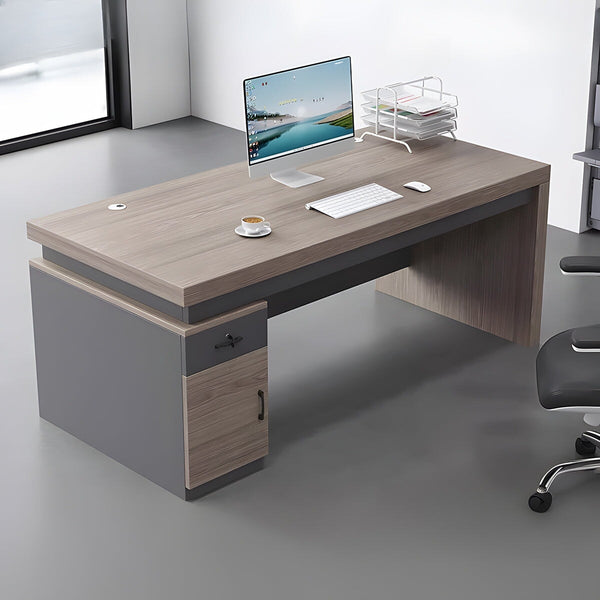 厚い天板 重厚感 引き出し 扉収納 幕板 安定性 幅広 ゆとり 配線孔