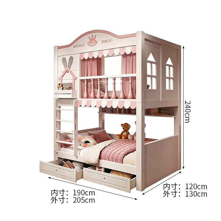 二段ベッド　子供用ベッド　収納付きベッド　木製ベッド　全周式安全柵　寝返り防止ガード　高い安全柵　子供部屋用　ホワイト　シンプル　SCC-S071