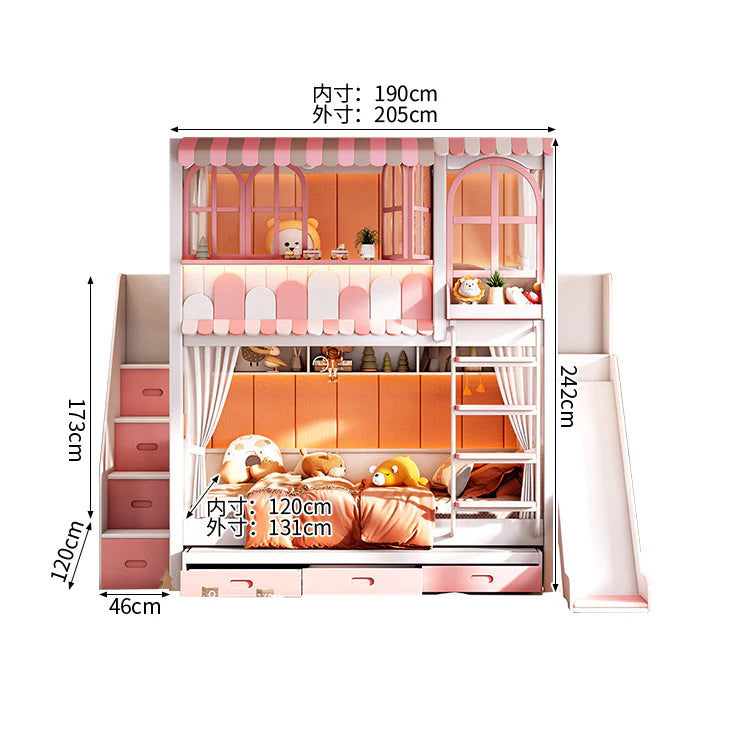 二段ベッド　子供用ベッド　キッズベッド　木製ベッド　収納付きベッド　落下防止設計　安全柵付き　安定感のある構造　長く使える耐久性　ホワイト　シンプル　モダン　SCC-S076