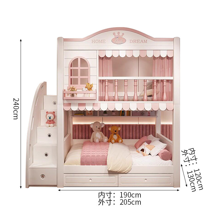 二段ベッド　子供用ベッド　収納付きベッド　木製ベッド　全周式安全柵　寝返り防止ガード　高い安全柵　子供部屋用　ホワイト　シンプル　SCC-S071
