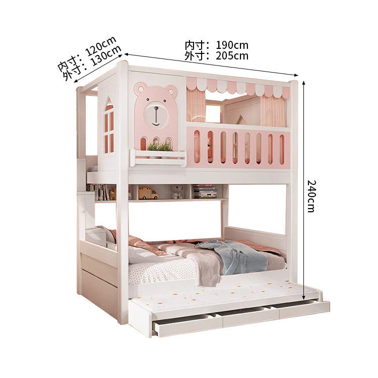 二段ベッド　子供用ベッド　木製ベッド　キッズベッド　木製ベッド　全周式安全棚　収納ブックシェルフ付き　安全性抜群　シンプル　ナチュラルウッド　SCC-S069