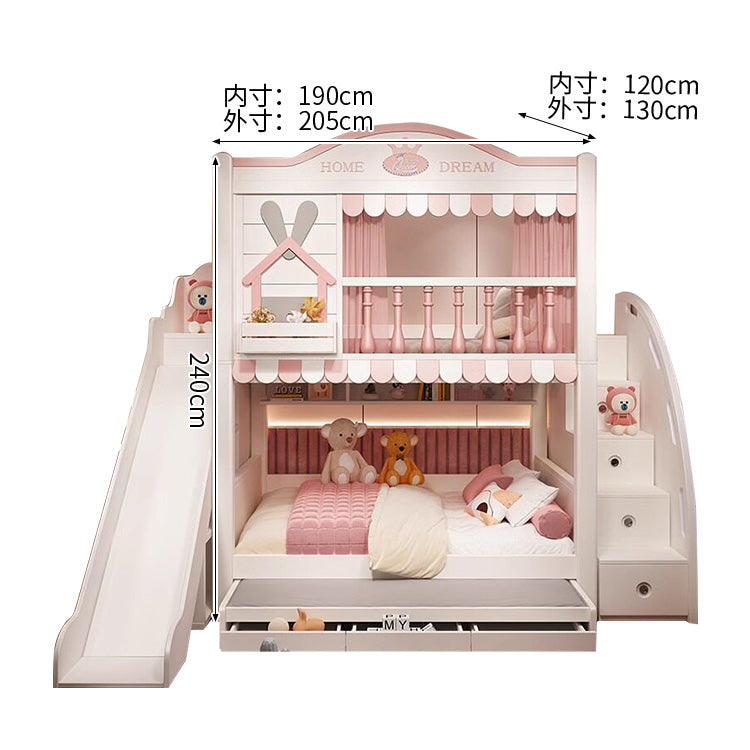 二段ベッド　子供用ベッド　収納付きベッド　木製ベッド　全周式安全柵　寝返り防止ガード　高い安全柵　子供部屋用　ホワイト　シンプル　SCC-S071