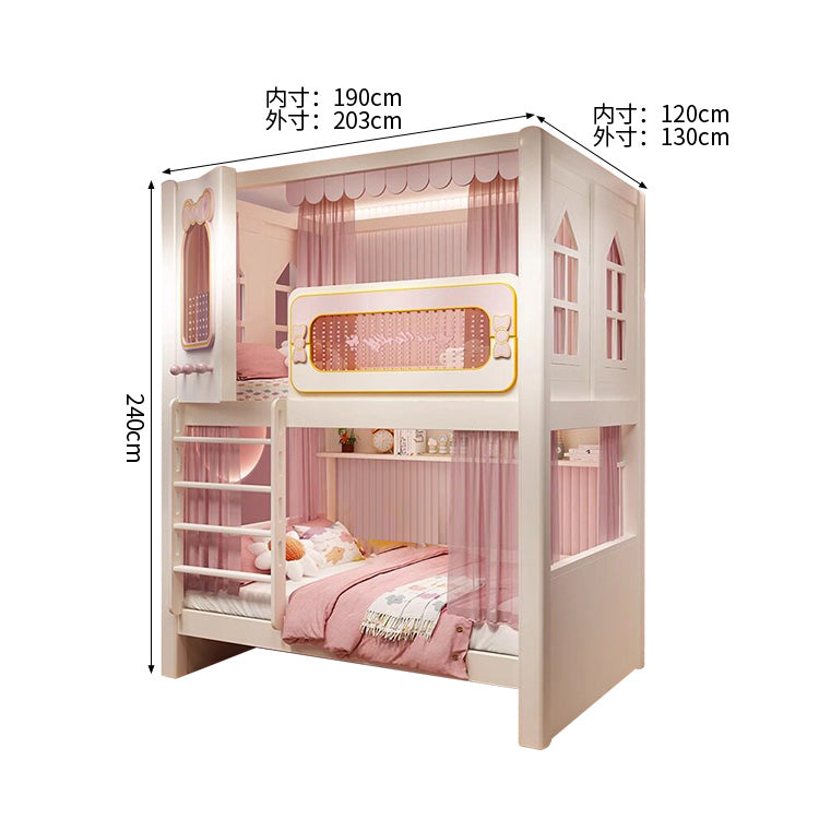 二段ベッド　キッズベッド　収納付き二段ベッド　子供部屋用ベッド　全周式安全栅　落下防止設計　収納スペース付き　モダンキッズデザイン　ホワイト　SCC-S072