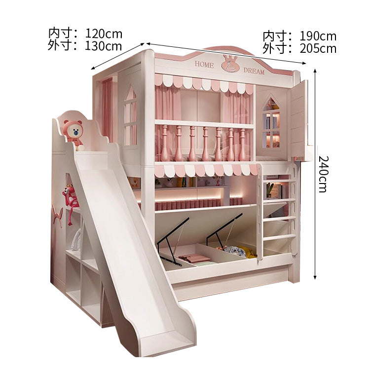 二段ベッド　子供用ベッド　収納付きベッド　木製ベッド　全周式安全柵　寝返り防止ガード　高い安全柵　子供部屋用　ホワイト　シンプル　SCC-S071