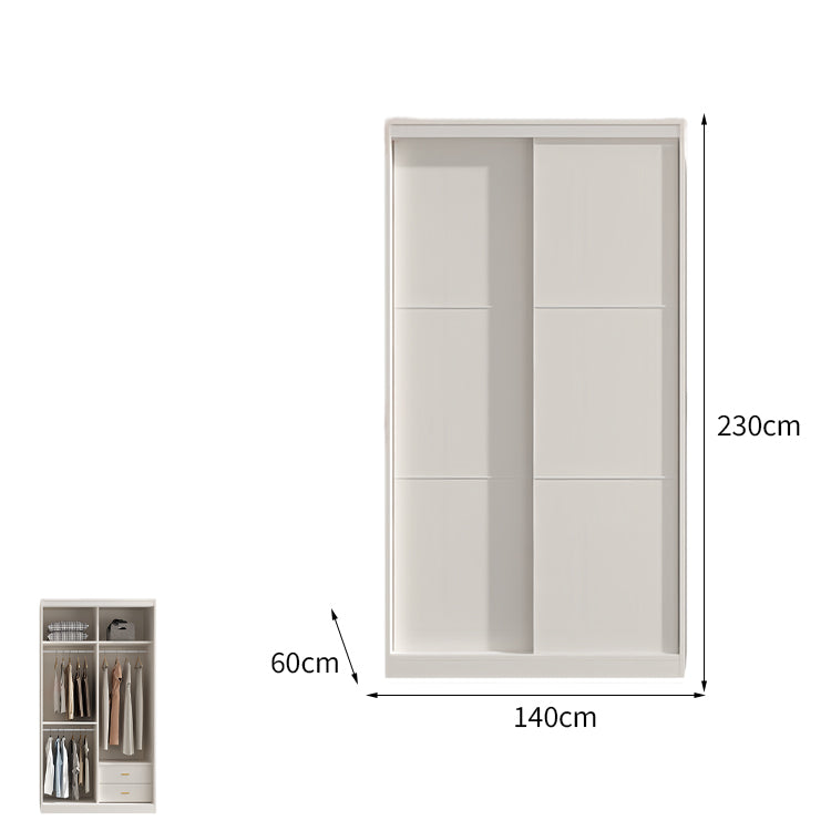 機能　大容量　引き出し　分類収納　巾木　物干し竿　エコ板材　引き戸　ワードローブ　クローゼット　実用的　シンプル　ホワイト　カスタマイズ可能　YG-K012