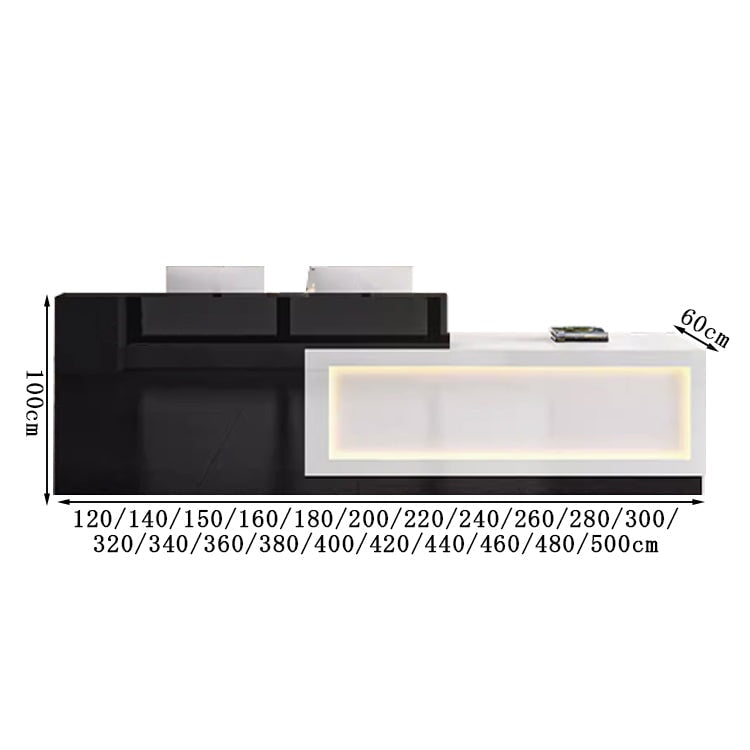 受付カウンター　受付台　レジ台　ハイカウンター　ＬＥＤライト　鏡面仕上げ　エコ板材　収納　配線穴キャップ　おしゃれ　実用　モダン　ホワイト　カスタマイズ可能　JDT-K054　kaguyasu