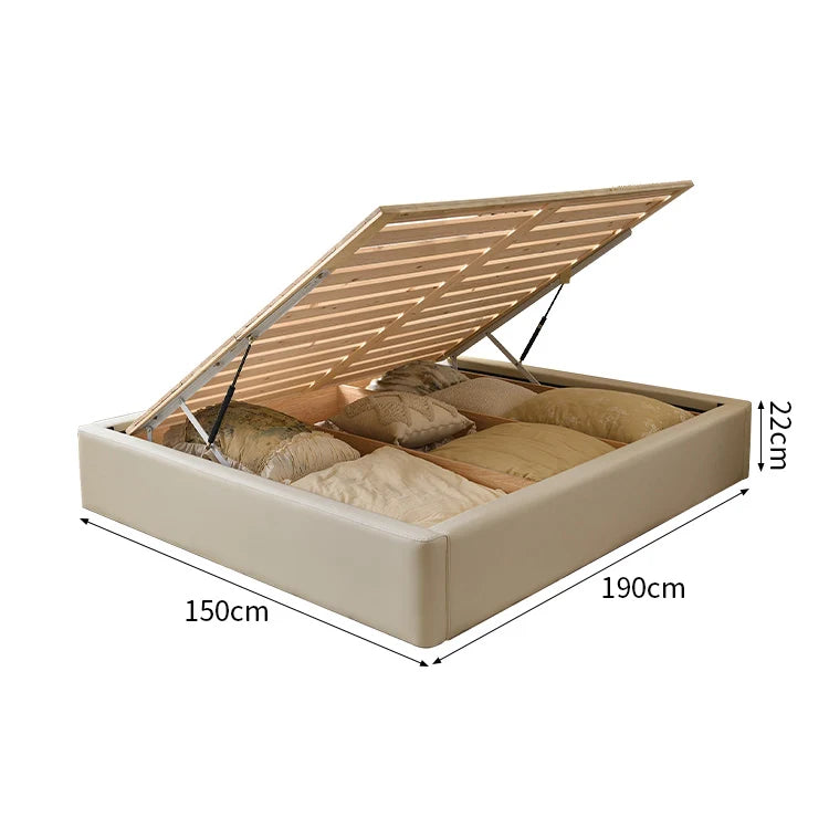 ベッド　寝台　寝床　床榻　ベッド下収納　人間工学　通気用隙間　天然木　機能的　ベージュ　カスタマイズ可能　BED-S077