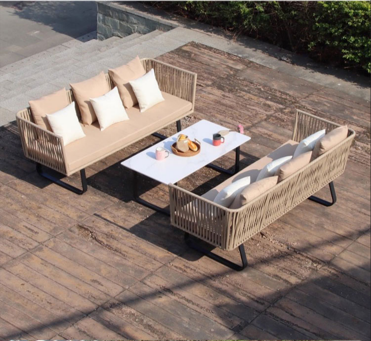 ガーデンソファ　ガーデンテーブル　屋外家具　籐風家具　ラタン風家具　人工ラタン　高密度ウレタンフォーム　PEラタン　カスタマイズ可能　HWZY-M-003