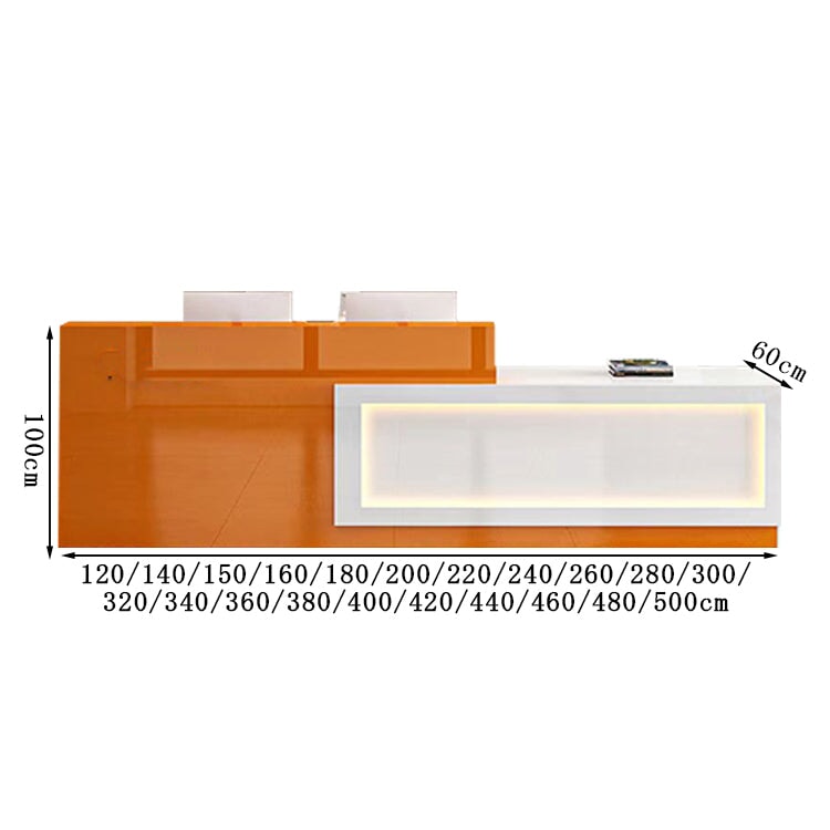 受付カウンター　受付台　レジ台　ハイカウンター　ＬＥＤライト　鏡面仕上げ　エコ板材　収納　配線穴キャップ　おしゃれ　実用　モダン　ホワイト　カスタマイズ可能　JDT-K054　kaguyasu