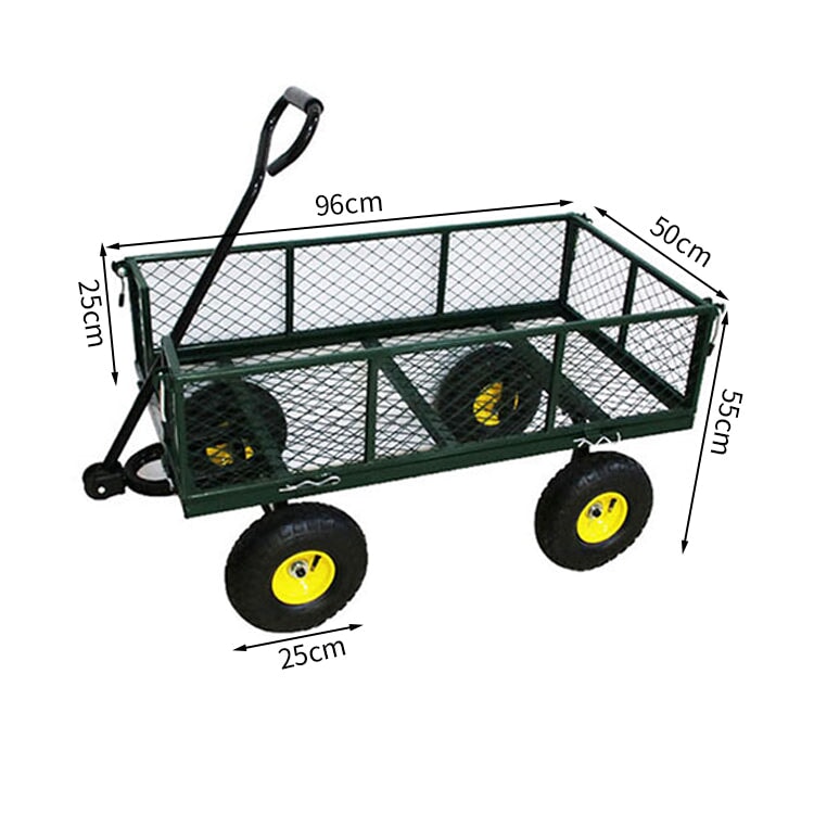 ホイール　大きい　安定　四面囲い　ガード　取り外し　ハンドル　クッション付き　スチール製　頑丈　耐久性　荷車　台車　カゴ付き台車　大容量　実用　機能的　WLC-K017