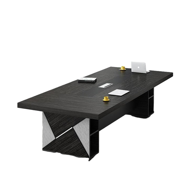 会議テーブル　大型会議テーブル　ミーティングテーブル　(塩ビ)エッジバンド　収納可能　シンプルモダン　ブラック　ブラウン　カスタマイズ可能　 HYZ-106