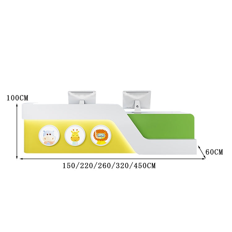 受付カウンター　カウンター　受付台　レジ台　応接用　ＬＥＤライト　動物アイコン　エコ板材　丈夫　収納　鍵付き　引き出し　扉付き収納　丸み　軽やか　可愛い　実用　JDT-K104 kaguyasu