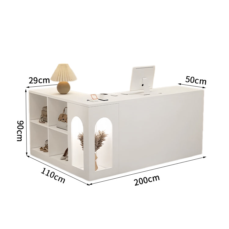 受付カウンター　カウンター　レジ台　エコ素材　鍵付き引き出し　広々　収納スペース　配線穴　厚い天板　ホワイト　カスタマイズ可能　JDT-K120