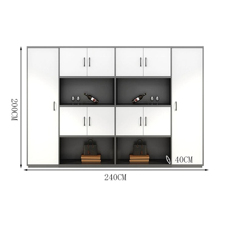 棚　キャビネット　収納　収納棚　収納キャビネット　大容量　ワードローブ　エコ板材　メラミン化粧板　簡素　シンプル　ナチュラル　ブラウン　カスタマイズ可能　LBG-K012 - kaguyasu