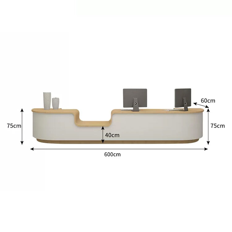受付　受付カウンター　レジカウンター　エコ板材　焼付塗装　収納　扉付き収納　大容量　Ｕ字型　デザイン性　シンプル　ホワイト　カスタマイズ可能　JDT-K014 - kaguyasu