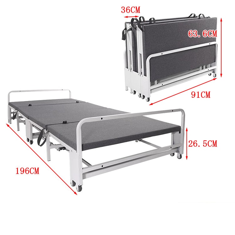 折りたたみベッド　シングルベッド　折り畳みベッド　パイプベッド　ベッド　金属フレーム　耐荷重250KG　コンパクト　ウレタンフォーム　グレー　ホワイト　ZDC-K017 - kaguyasu