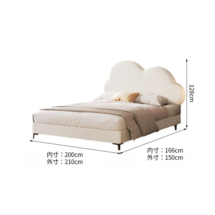 子供用ベッド　キッズベッド　ベッド　シングルベッド　無垢材　高反発ウレタンフォーム　耐荷重性　耐震性　雲デザイン　ナチュラル　ホワイト　シンプル　BED-K032