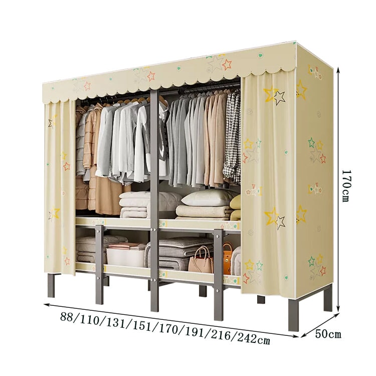 クローゼット　壁面収納　服収納　ワードローブ　洋服タンス　折りたたみ　組立不要　炭素鋼　大容量　物干し竿　棚ラック　ポリエステルタフタ　実用的　使い勝手　スッキリ　YG-K001　kaguyasu