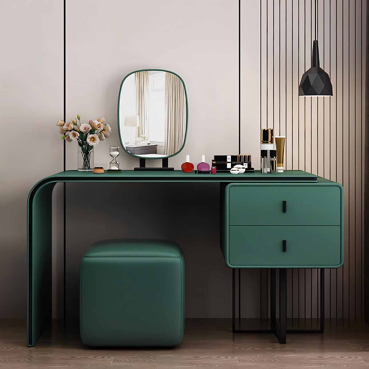 化粧台 ドレッサー ドレッサーデスク 1台2役 伸縮可能 キャビネット