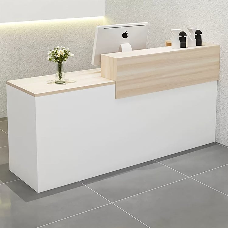 受付カウンター　レジカウンター　受付台　カウンター　収納棚　引き出し付き　キーボードトレイ付き　袖机　配線穴付き　ホワイト　カスタマイズ可能　kaguyasu