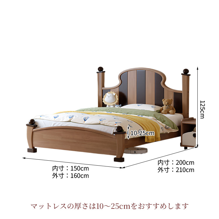 無垢材ベッド　木製ベッド　シングルベッド　収納付きベッド　無垢材フレーム　耐荷重性　静音すのこ　環境配慮　ナチュラル　シンプル　モダン　BED-K034