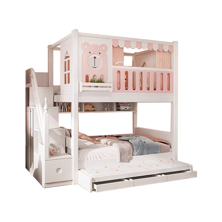 二段ベッド　子供用ベッド　木製ベッド　キッズベッド　木製ベッド　全周式安全棚　収納ブックシェルフ付き　安全性抜群　シンプル　ナチュラルウッド　SCC-S069
