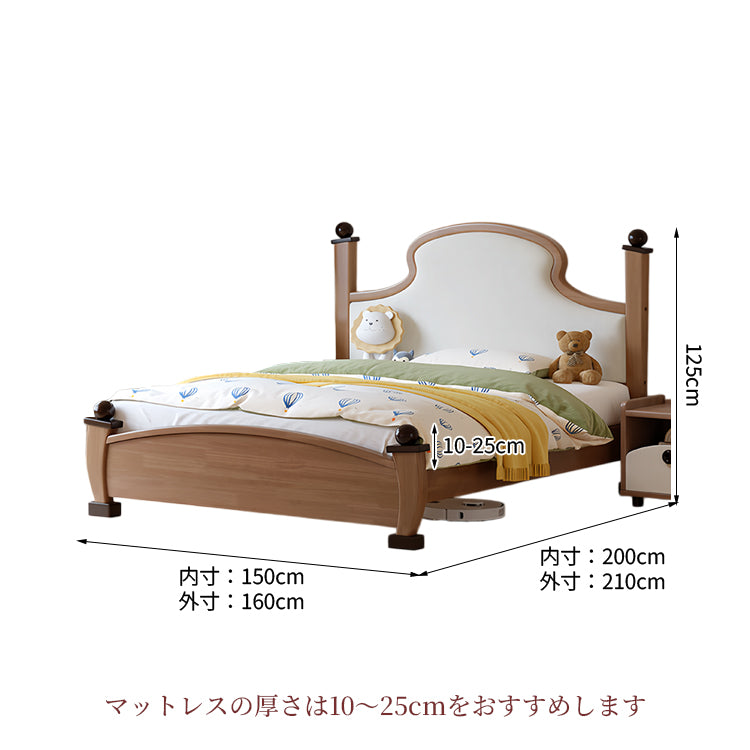 無垢材ベッド　木製ベッド　シングルベッド　収納付きベッド　無垢材フレーム　耐荷重性　静音すのこ　環境配慮　ナチュラル　シンプル　モダン　BED-K034