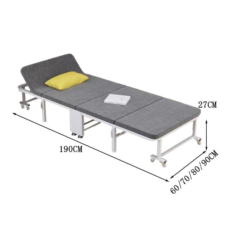 折りたたみベッド　シングルベッド　折り畳みベッド　パイプベッド　ベッド　リクライニング　炭素鋼フレーム　コンパクト　キャスター付き　グレー　 ZDC-K008