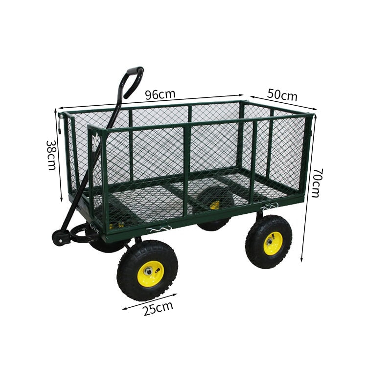 ホイール　大きい　安定　四面囲い　ガード　取り外し　ハンドル　クッション付き　スチール製　頑丈　耐久性　荷車　台車　カゴ付き台車　大容量　実用　機能的　WLC-K017