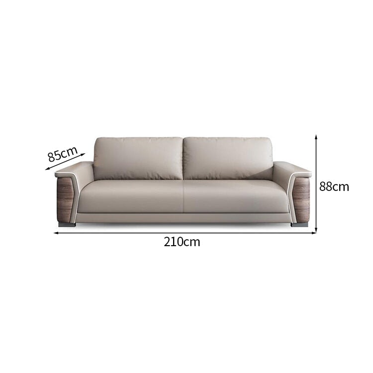 応接ソファー　受付ソファー　リビングソファー　レザーソファー　木目調　ナッパレザー生地　木製フレーム　脚付き　肘掛け　高級感　ブラック　グレー　カスタマイズ可能　JDSF-K-073   kaguyasu