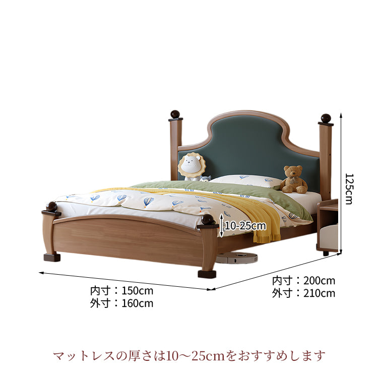 無垢材ベッド　木製ベッド　シングルベッド　収納付きベッド　無垢材フレーム　耐荷重性　静音すのこ　環境配慮　ナチュラル　シンプル　モダン　BED-K034
