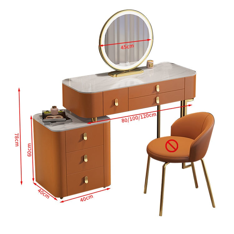 ドレッサー　化粧台　鏡台　引き出し　分類収納　セラミック天板　角丸加工　革張り　ＬＥＤライト　三段階調節　キャビネット　伸縮可能　機能的　おしゃれ　シック　ホワイト　グレー　HZT-K018 kaguyasu