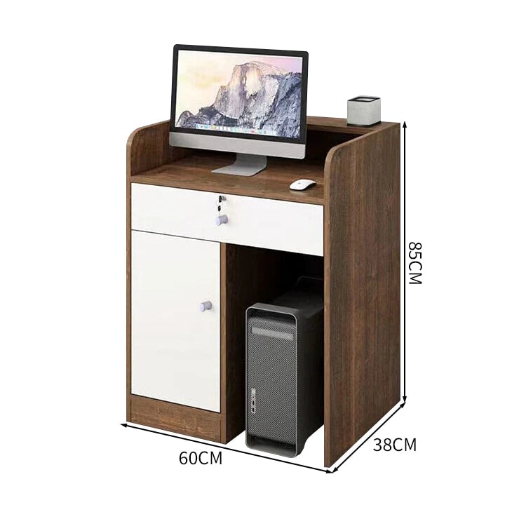 受付カウンター　受付台　オフィス受付　レジカウンター　作業台　店舗用　鍵付き引き出し　キャビネット　配線穴付き　木目調　カスタマイズ可能　JDT-K-100 kaguyasu