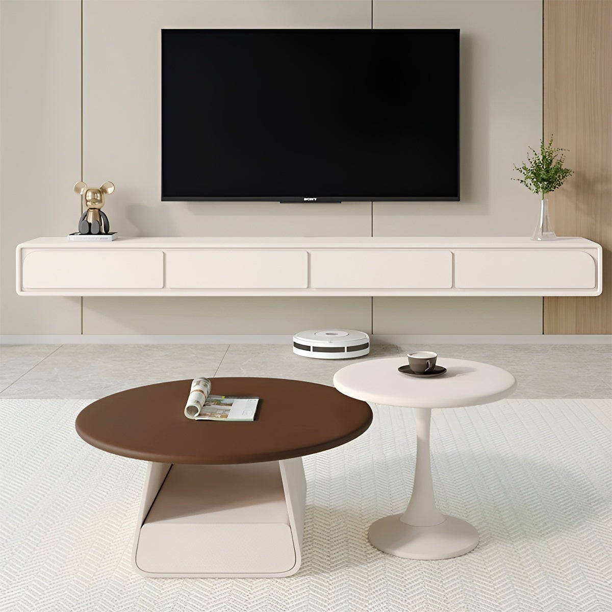 ホワイト S字デザイン テレビ台 EQUALS WALL テレビ台 テレビスタンド オプション V2・V3・V3 SW