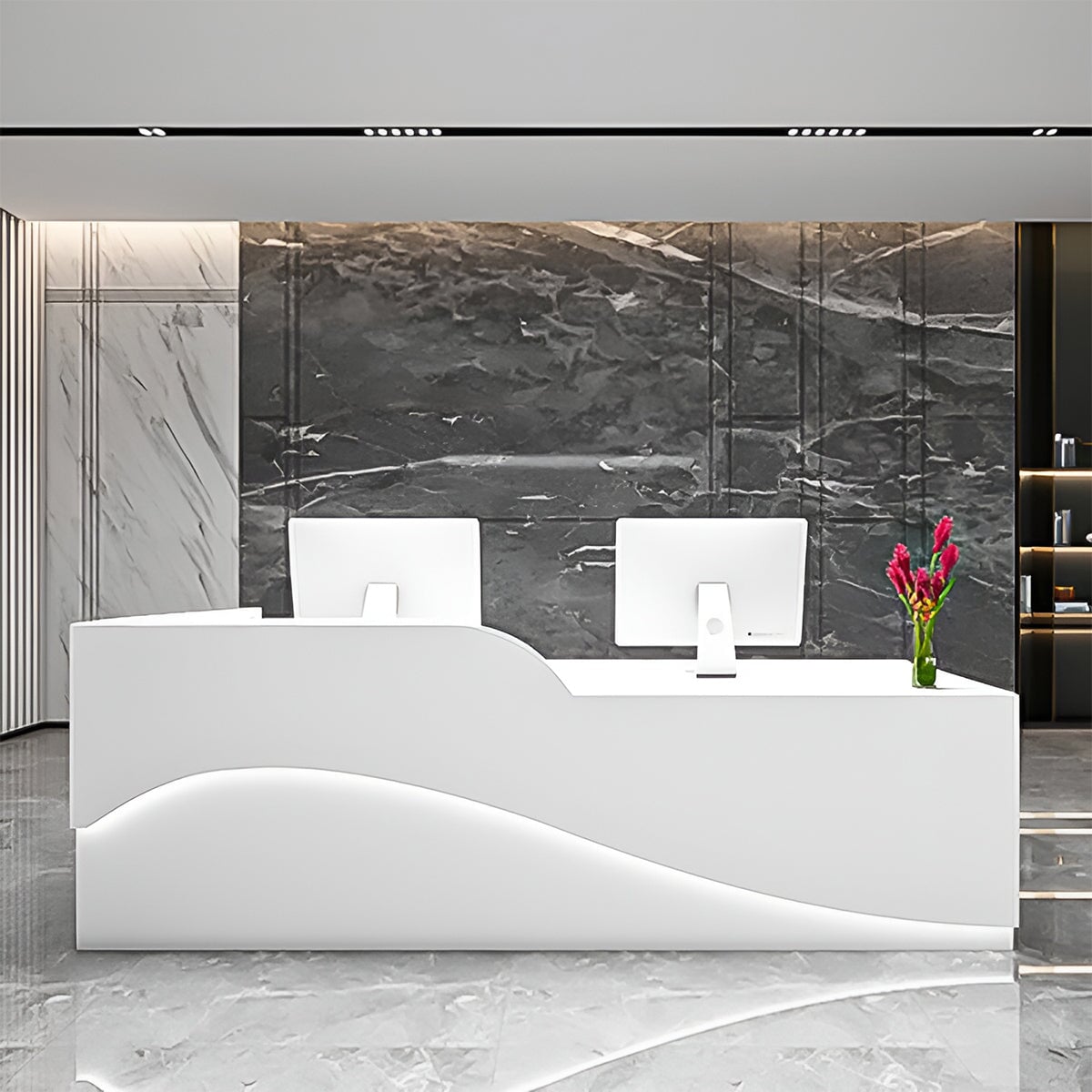 ホワイトマーブル受付カウンター 6391ace427ade714b70fb966024ae8