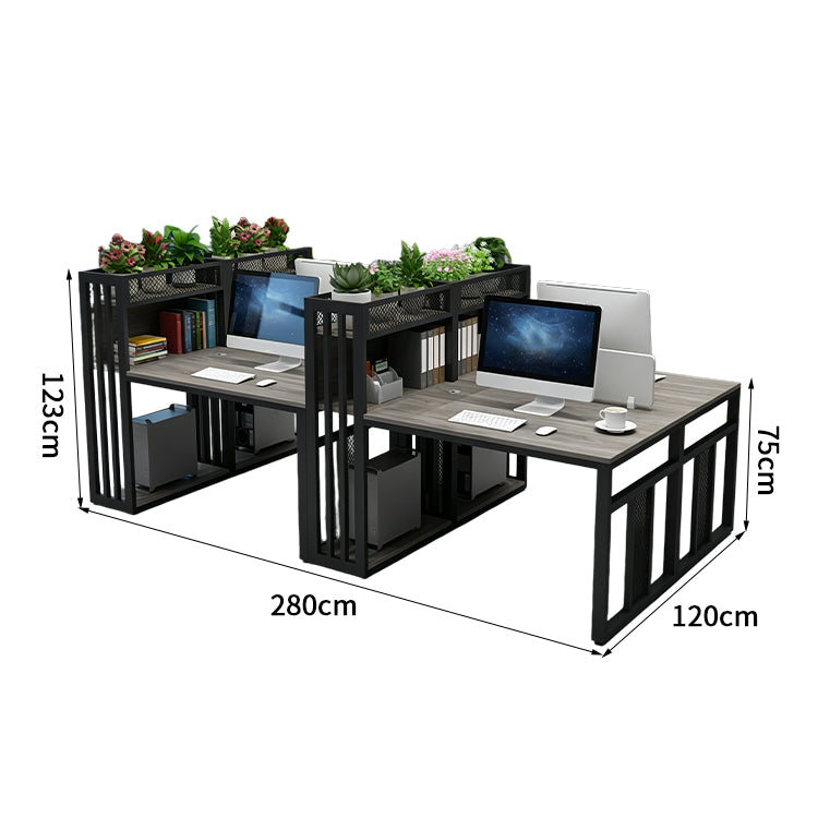 オフィスデスク　多機能オフィスデスク　デスク　パーテーション付きデスク　頑丈スチールフレーム　エコ素材　ナチュラルウッド調　モダンワークスタイル　BGZ-K054
