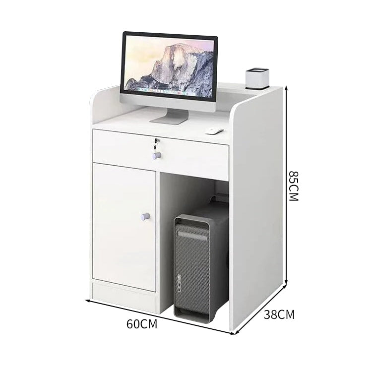 受付カウンター　受付台　オフィス受付　レジカウンター　作業台　店舗用　鍵付き引き出し　キャビネット　配線穴付き　木目調　カスタマイズ可能　JDT-K-100 kaguyasu