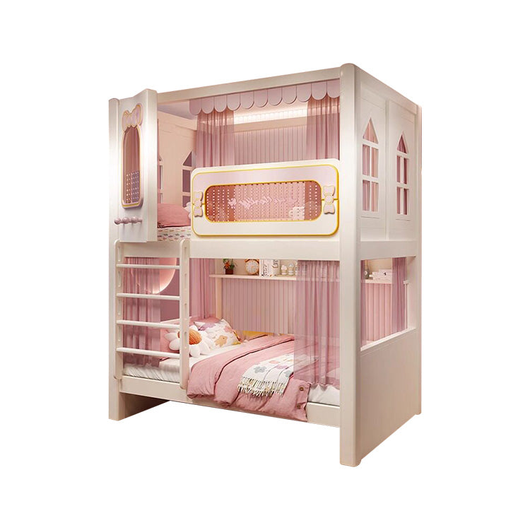 二段ベッド　キッズベッド　収納付き二段ベッド　子供部屋用ベッド　全周式安全栅　落下防止設計　収納スペース付き　モダンキッズデザイン　ホワイト　SCC-S072