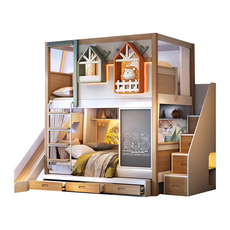 二段ベッド　キッズベッド　無垢材ベッド　安全設計二段ベッド　子供部屋用ベッド　厚手無垢材フレーム　手足挟み防止構造　耐荷重・耐磨耗性抜群　滑り止めはしご　ナチュラル　シンプル　SCC-C103