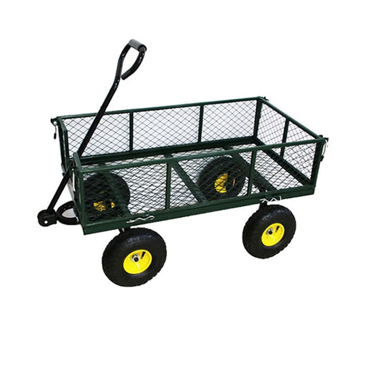 ホイール　大きい　安定　四面囲い　ガード　取り外し　ハンドル　クッション付き　スチール製　頑丈　耐久性　荷車　台車　カゴ付き台車　大容量　実用　機能的　WLC-K017