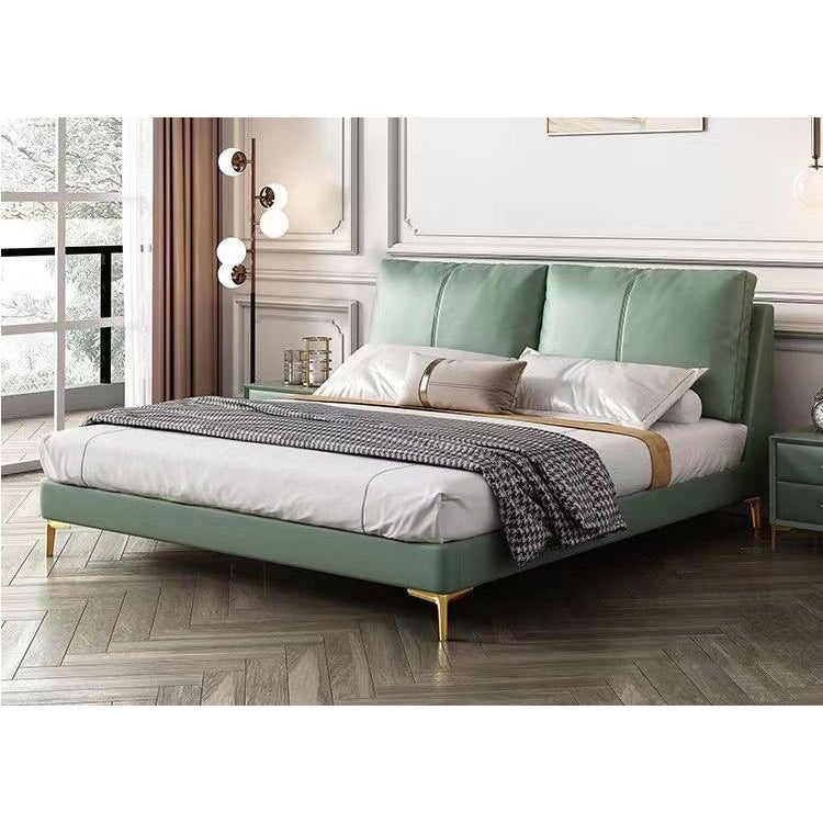イタリア式レザーベッド  マスターベッドルームベッド  モダンミニマリスト  ダブルベッド  高級レザーベッド　BED-055 - kaguyasu