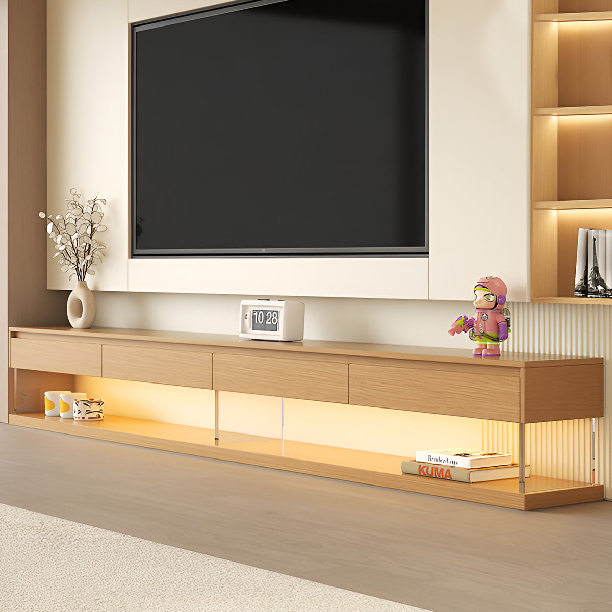 ランバーコア 頑丈 アクリルパネル 透明 開放感 隠し取っ手 引き出し