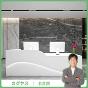 引き出し　扉付き収納　実用　広い天板　焼付塗装　なめらか　受付カウンター　カウンター　受付台　マーブル柄　おしゃれ　洗練　モダン　ホワイト　ブラック　カスタマイズ可能　JDT-K-013