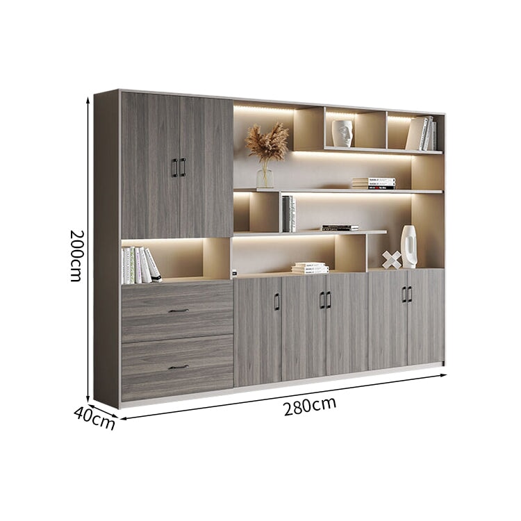 オープン収納　扉収納　大容量　多段式　分類収納　多目的　キャビネット　収納キャビネット　収納棚　木目調　落ち着き　上質　ホワイト　グレー　カスタマイズ可能　CWG-K098