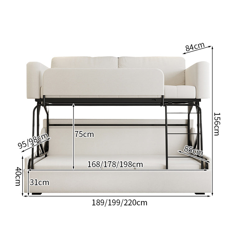 ガード付き　スチールフレーム　頑丈　安定感　コットンリネン　通気性　高反発ウレタン　柔らか　ソファ　2段ベッド　ソファベッド　機能的　省スペース　モダン　SCC-K062