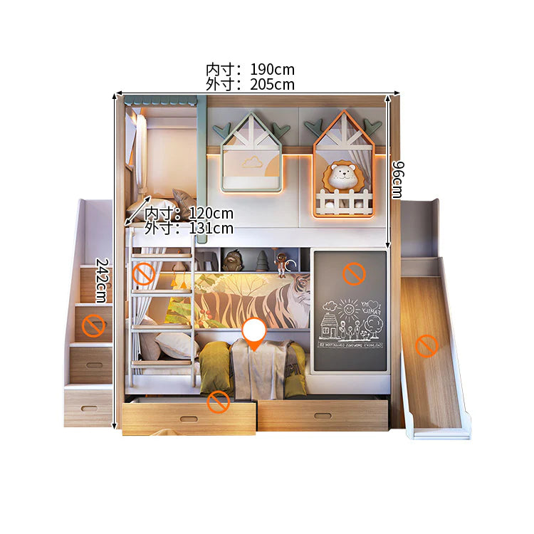 二段ベッド　キッズベッド　無垢材ベッド　安全設計二段ベッド　子供部屋用ベッド　厚手無垢材フレーム　手足挟み防止構造　耐荷重・耐磨耗性抜群　滑り止めはしご　ナチュラル　シンプル　SCC-C103