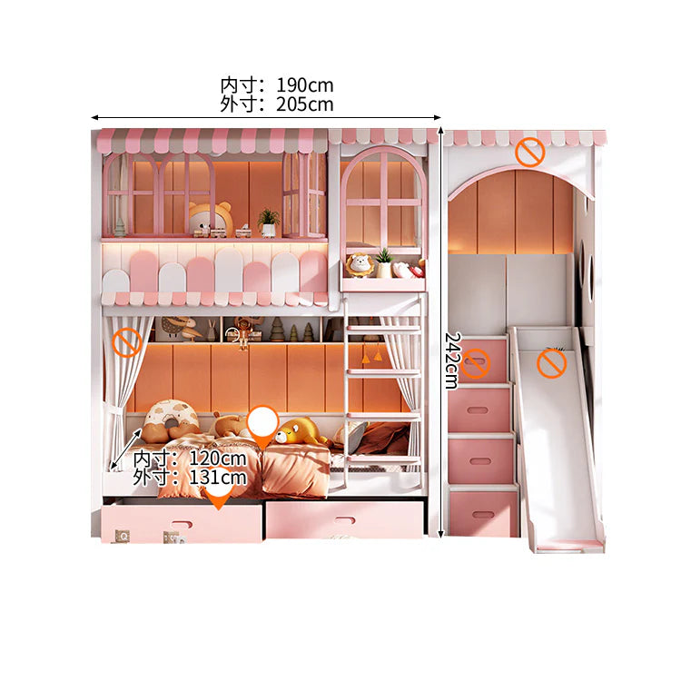 二段ベッド　子供用ベッド　キッズベッド　木製ベッド　収納付きベッド　落下防止設計　安全柵付き　安定感のある構造　長く使える耐久性　ホワイト　シンプル　モダン　SCC-S076