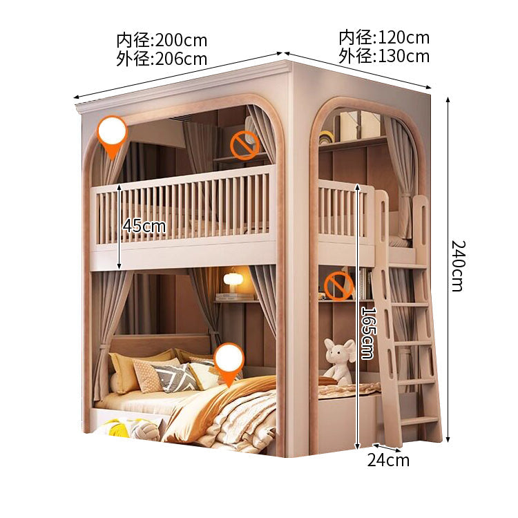 二段ベッド　子供用二段ベッド　キッズベッド　ロフトベッド　階段付き二段ベッド　オープン本棚　階段収納キャビネット　省スペース　大容量収納　ナチュラル　おしゃれ　ホワイト　カスタマイズ可能　SCC-S062