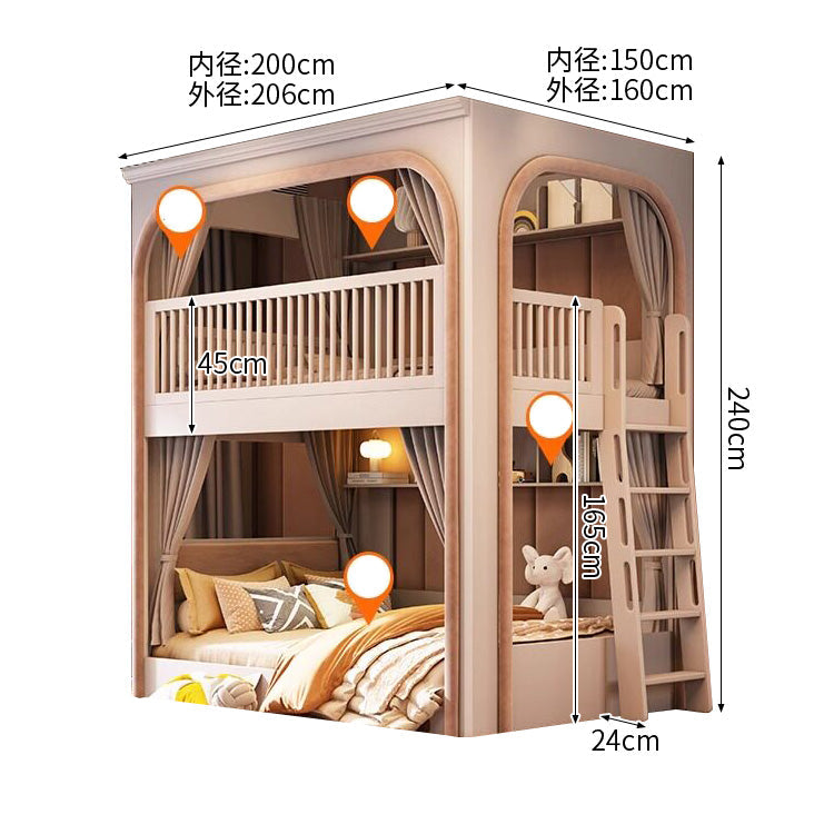二段ベッド　子供用二段ベッド　キッズベッド　ロフトベッド　階段付き二段ベッド　オープン本棚　階段収納キャビネット　省スペース　大容量収納　ナチュラル　おしゃれ　ホワイト　カスタマイズ可能　SCC-S062